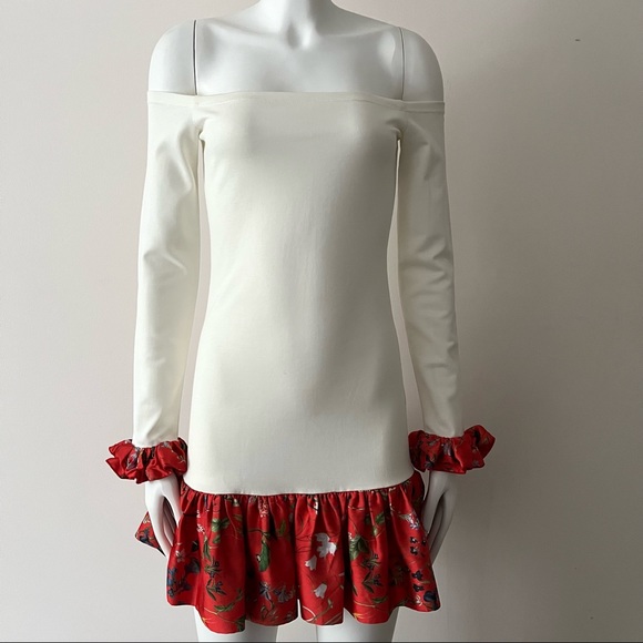 Alexis Estelle Off-the-Shoulder Flounce Mini Dress / Size XS / Bell Cuff - Picture 5 of 15